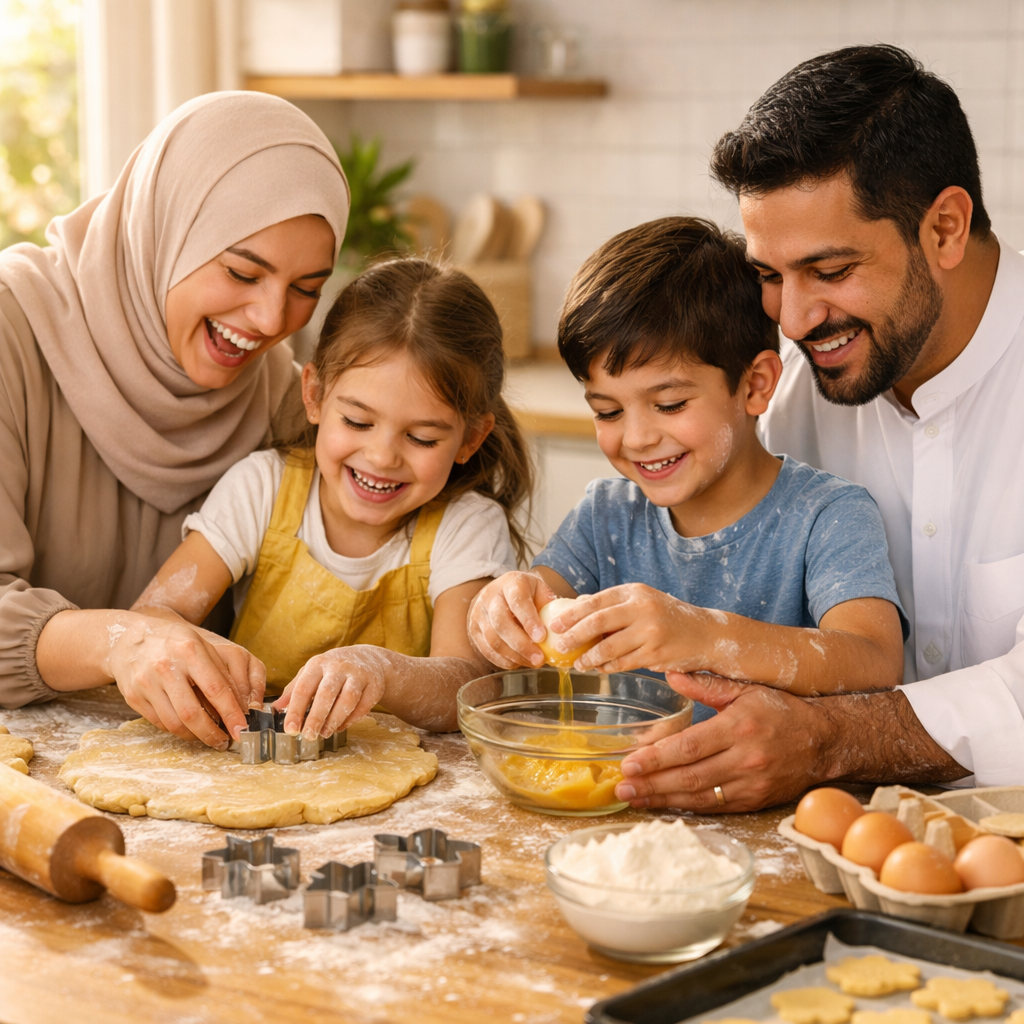 Family cooking together