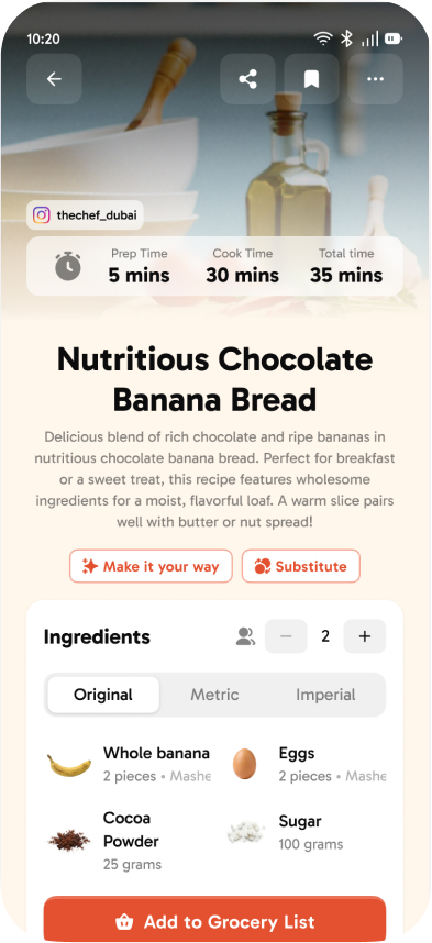Structured recipe